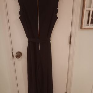 Calvin Klein Black One-Shoulder Jumpsuit with Gold Zipper